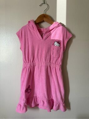 Hello Kitty Pink Terry Hooded Dress with Logo